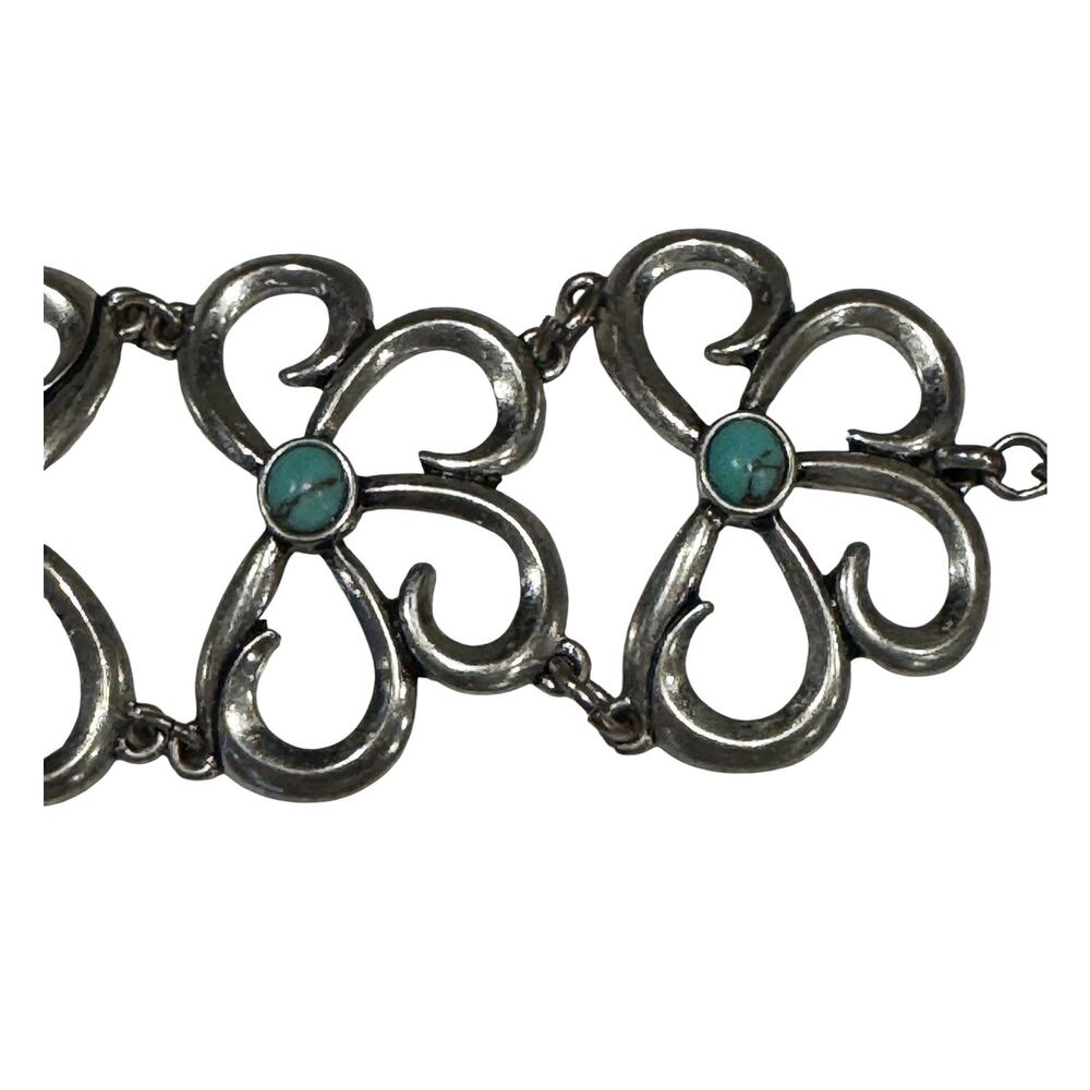 Lucky Brand Silver & Faux? Turquoise Stone Chunky WideToggle Bracelet - Picture 5 of 9